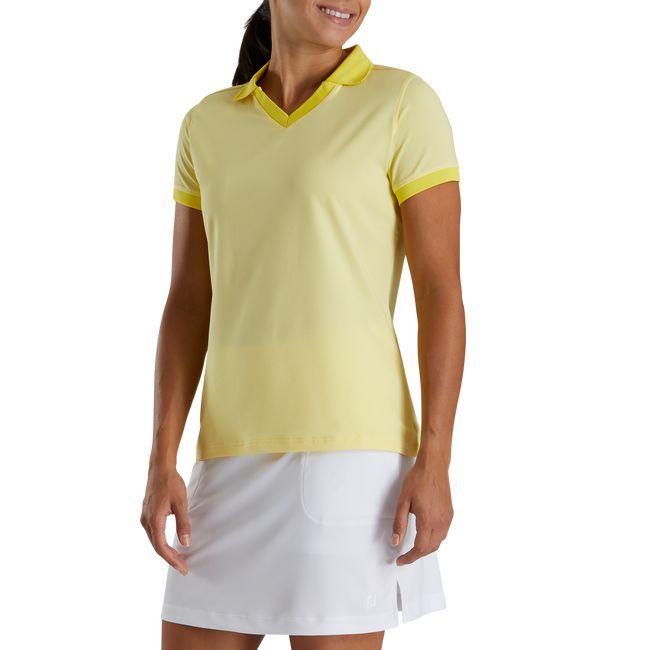 Women\'s Footjoy End On End Open Collar Shirts Yellow | NOJBGZU-82