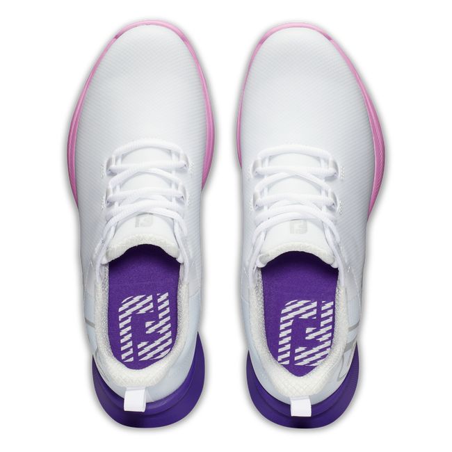 Women's Footjoy Fj Fuel Sport Spikeless Golf Shoes White / Purple | QRSBXAV-95