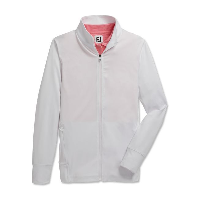 Women's Footjoy Full-Zip Panel Pocket Mid Layer Sweatshirt White | YABCMZD-40