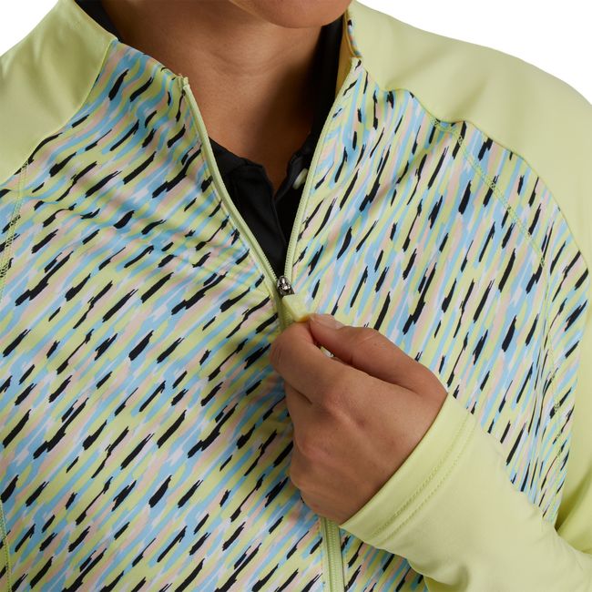 Women's Footjoy Full-Zip Printed Mid-Layer Jackets Yellow | DQBVCUH-73