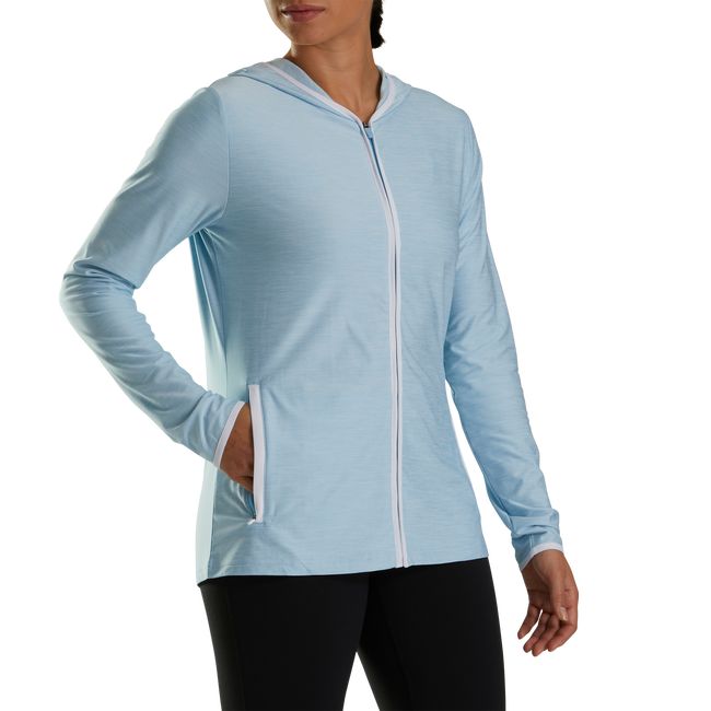 Women\'s Footjoy Full-Zip Spacedye Hoodie Blue | TIONFQD-09