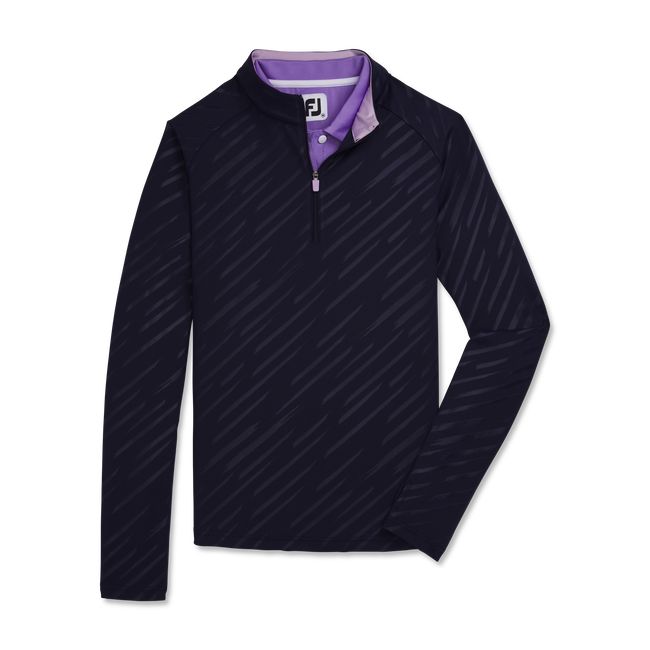 Women's Footjoy Half-Zip Embossed Pullover Sweatshirt Navy | HBLIRKA-39