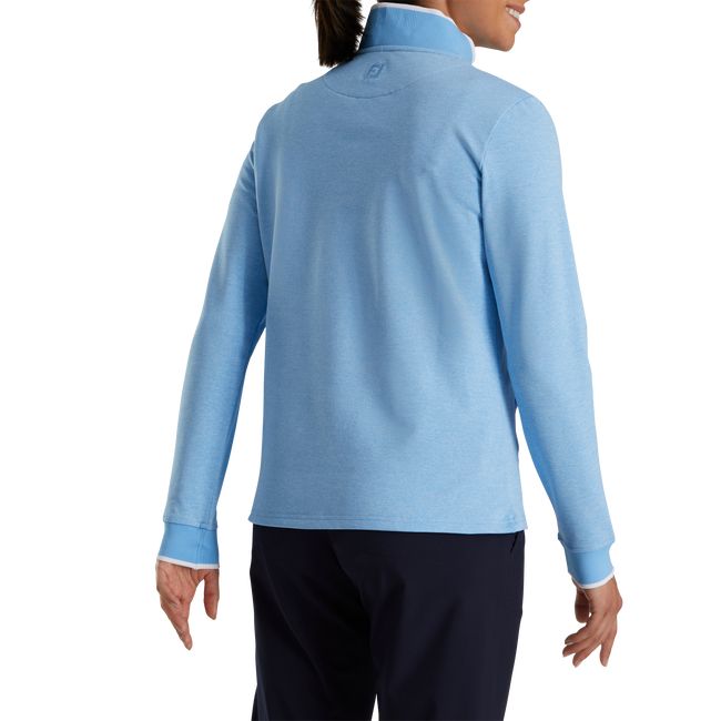 Women's Footjoy Half-Zip Fleece Back Pique Mid-Layer Sweatshirt Blue | ZMTKAJF-79