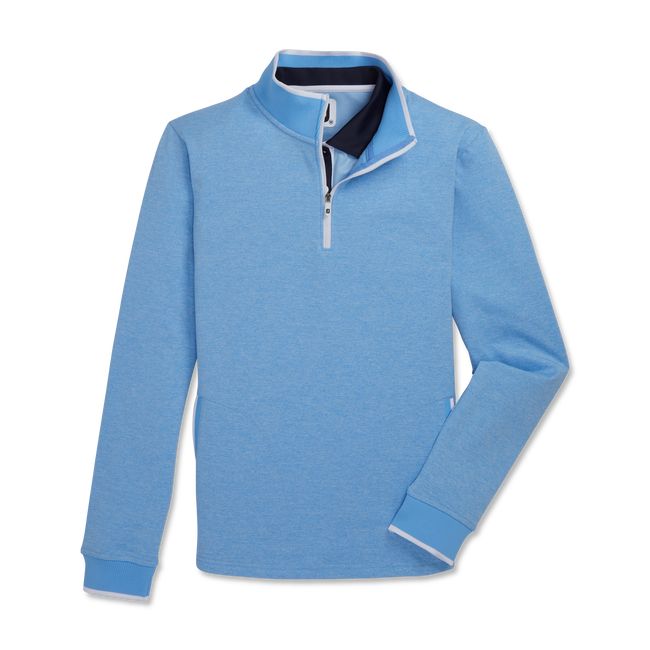 Women's Footjoy Half-Zip Fleece Back Pique Mid-Layer Sweatshirt Blue | ZMTKAJF-79