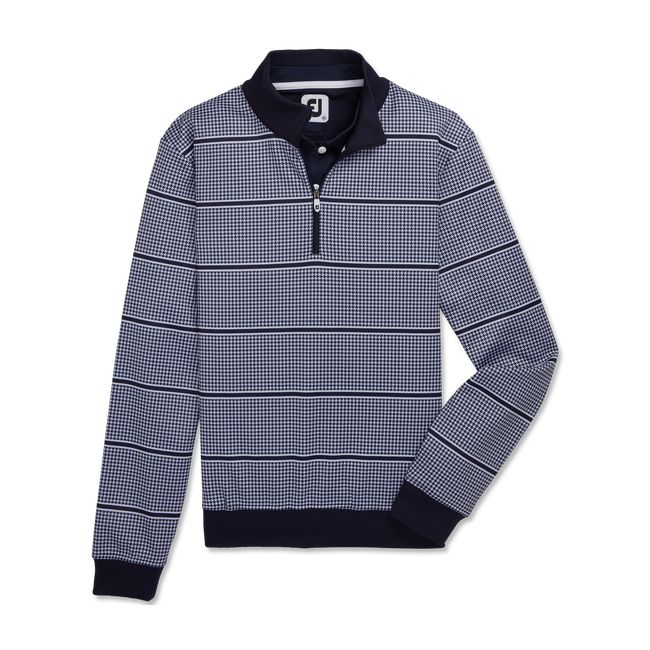 Women's Footjoy Half-Zip Houndstooth Print Mid-Layer Sweatshirt Navy | ZWNITUV-56