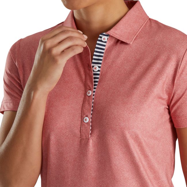 Women's Footjoy Heather Lisle Self Collar Shirts Red | OBYNCQU-12