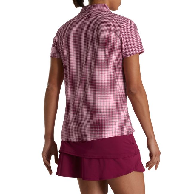 Women's Footjoy Houndstooth Lisle Shirts Pink | ZAGRIBC-13