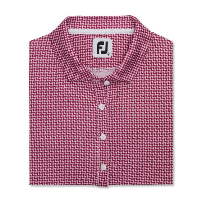 Women's Footjoy Houndstooth Lisle Shirts Pink | ZAGRIBC-13