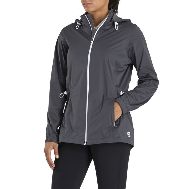 Women\'s Footjoy Hydroknit Rain Jackets Dark Grey | QVJSCHU-20