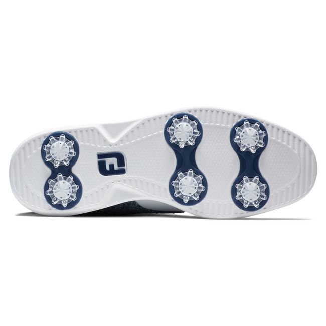 Women's Footjoy Lewis Traditions Spiked Golf Shoes White / Blue | ZSBXNDY-65