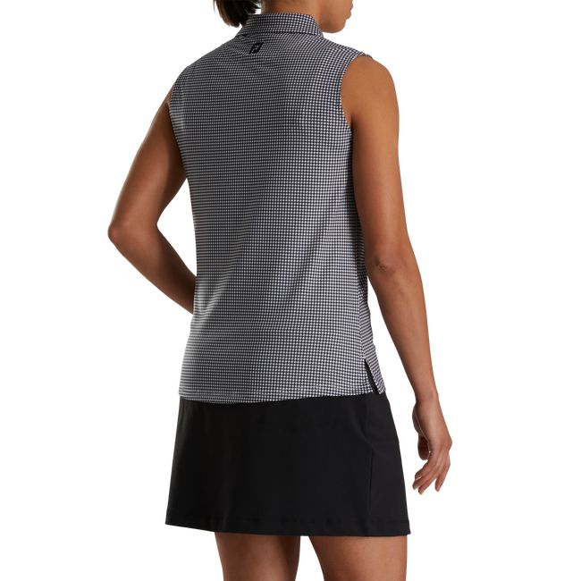 Women's Footjoy Lisle Houndstooth Sleeveless Shirts Black | QXZHPIM-78