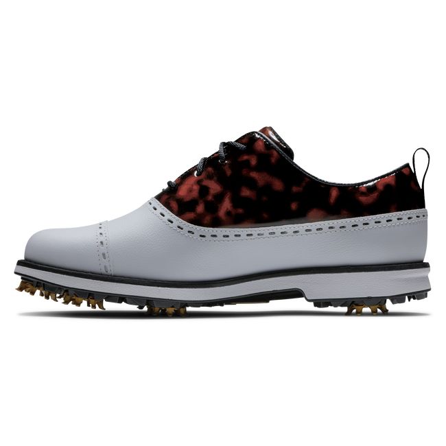 Women's Footjoy Premiere Series - Cap Toe Spiked Golf Shoes White / Black | YNIEGUC-61