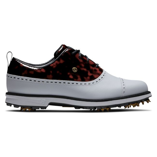 Women\'s Footjoy Premiere Series - Cap Toe Spiked Golf Shoes White / Black | YNIEGUC-61