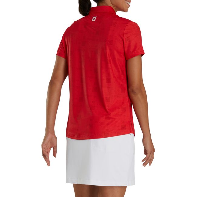 Women's Footjoy Ryder Cup Tonal Print Self Collar Shirts Red | HXRJFCM-35