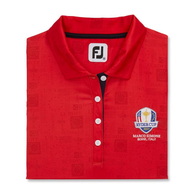 Women's Footjoy Ryder Cup Tonal Print Self Collar Shirts Red | HXRJFCM-35