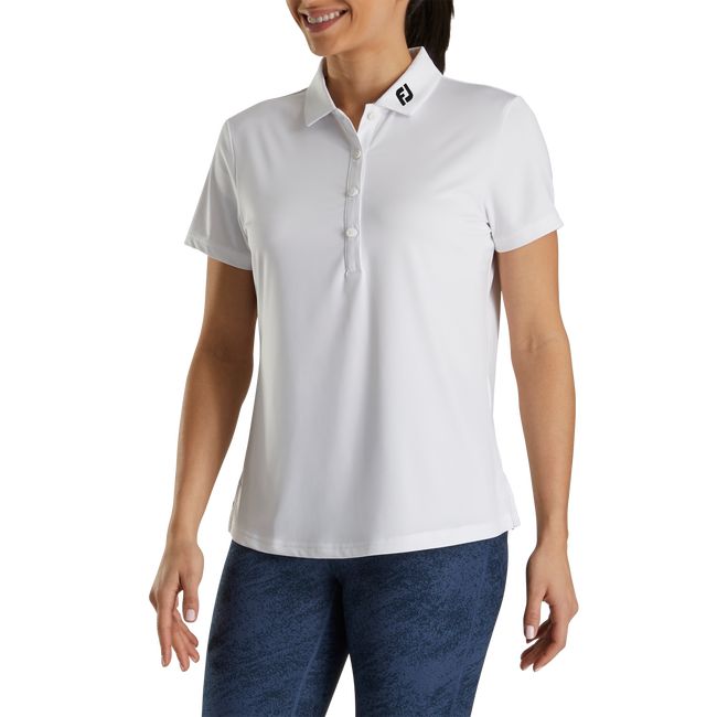 Women\'s Footjoy Solid Lisle - Fj Tour Collar Shirts White | IHFNBYL-57