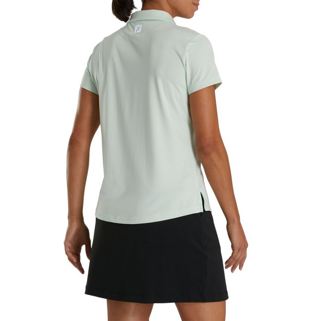 Women's Footjoy Solid Lisle Self Collar Shirts Mint | FQXEYPL-26