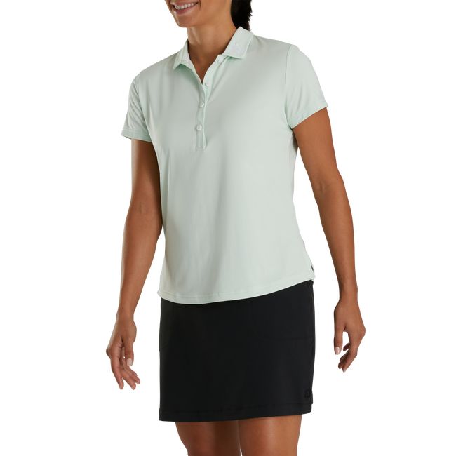 Women\'s Footjoy Solid Lisle Self Collar Shirts Mint | FQXEYPL-26