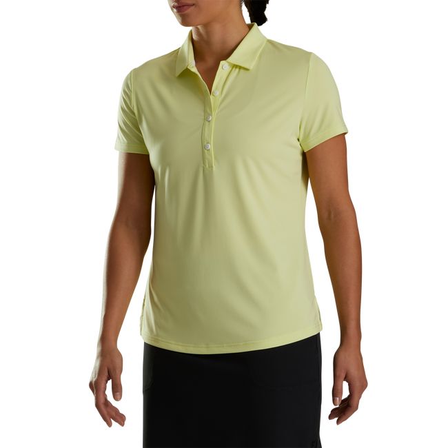 Women\'s Footjoy Solid Lisle Self Collar Shirts Yellow | MJZEQSD-92