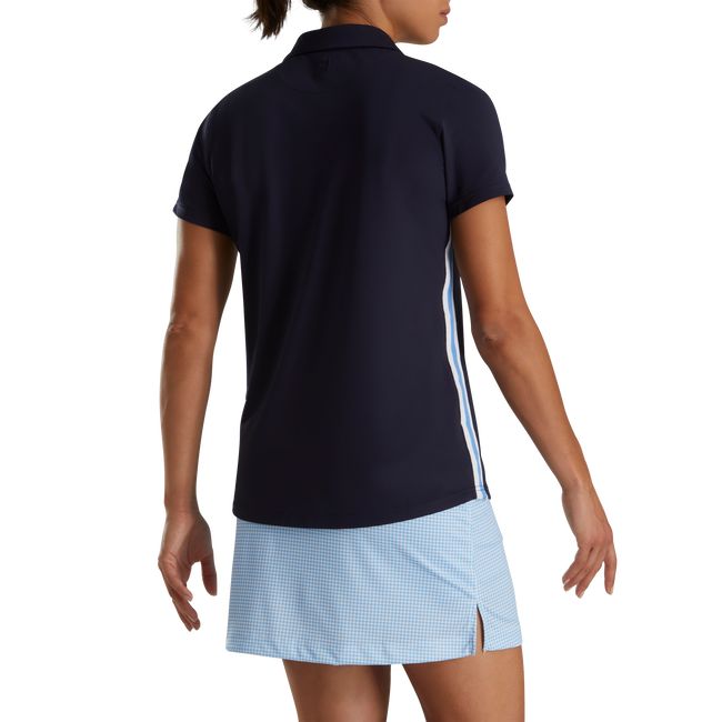 Women's Footjoy Stripe Ribbon Trim Shirts Navy | PUNOIVG-59