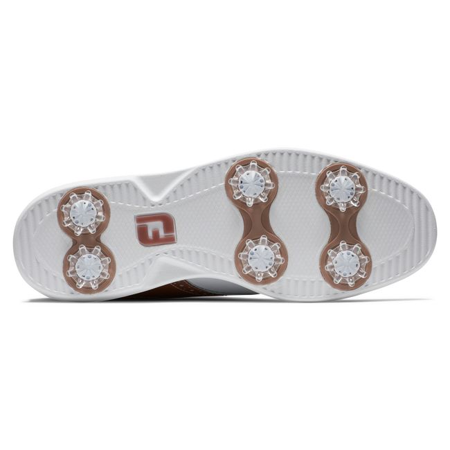 Women's Footjoy Traditions Spiked Golf Shoes White / Rose Gold | ARJIDFK-81